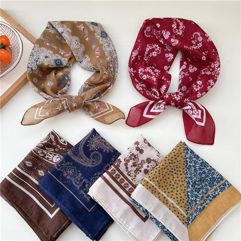 

67 см шарф с цветочным принтом, шейный платок, многофункциональные квадратные шарфы, накидки на шею, платок, платок, лента для волос, повязка на голову, банданы для женщин