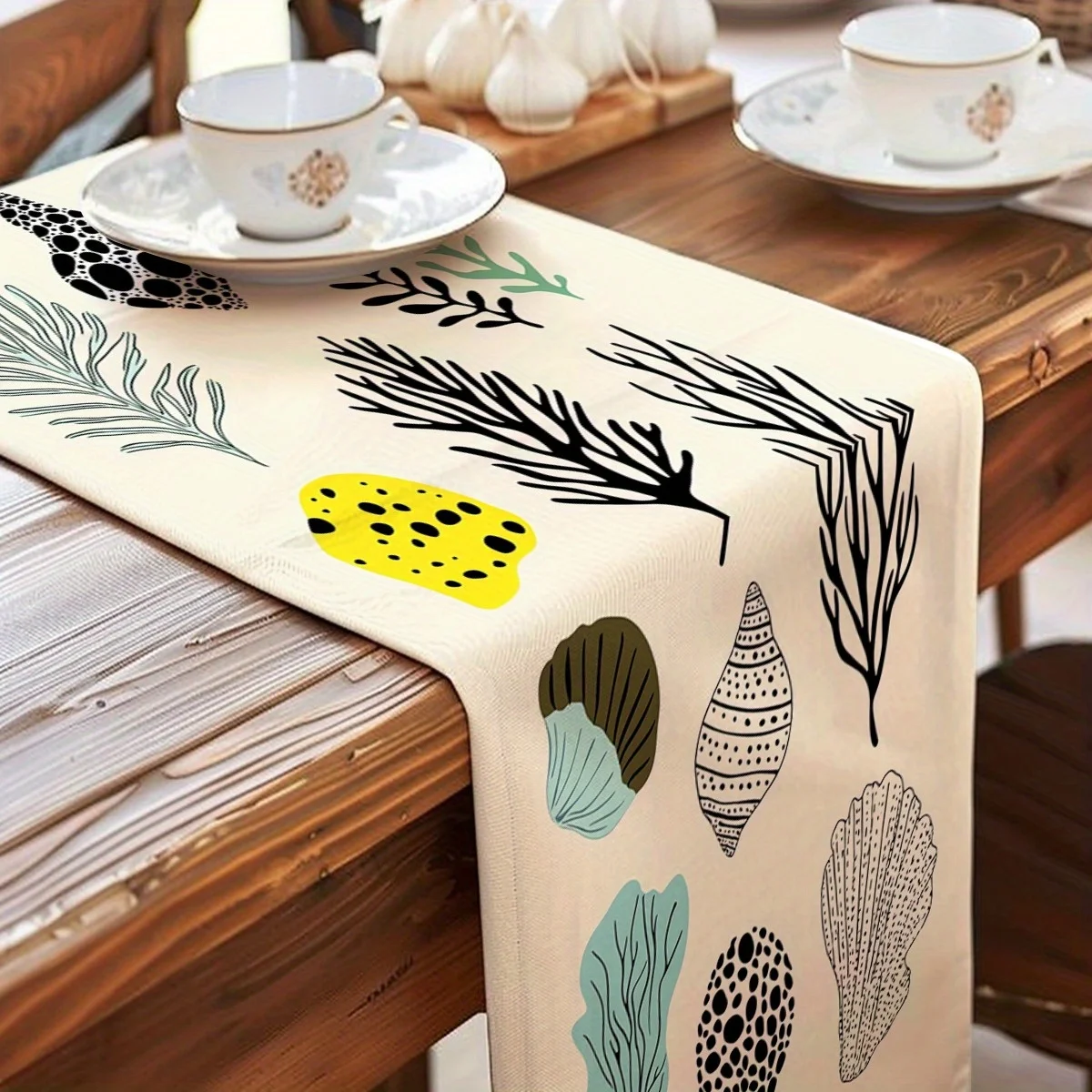 1 Piece of Coastal Seaweed Shell - Modern Plant-Based Ocean Design Table Runner, Suitable for Farmhouse, Indoor, Kitchen, Celebrations, Table Decoration, Restaurant and Banquet Decoration Supplies