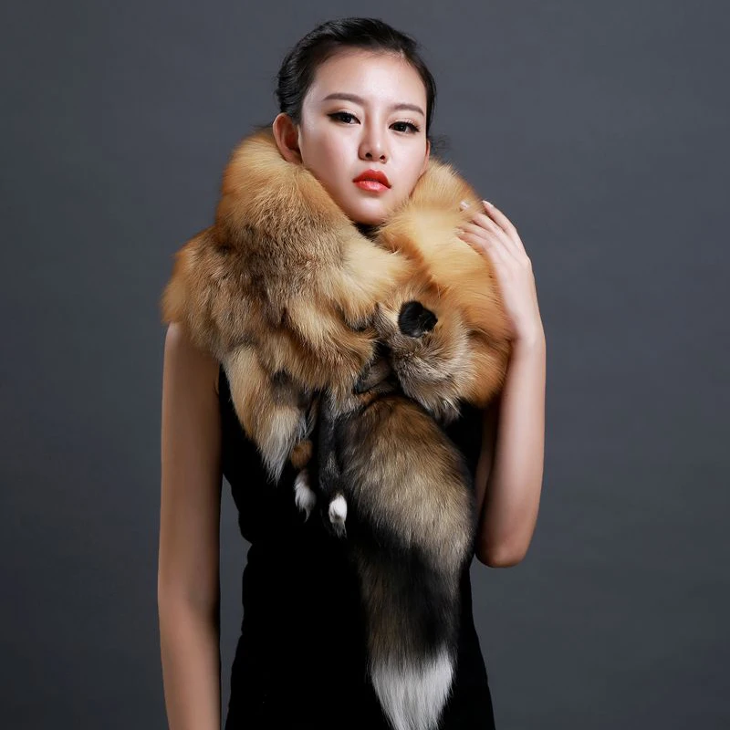 The whole real fox fur scarf thickened men and women autumn and winter fur scarf online celebrity warm silver fox fur collar