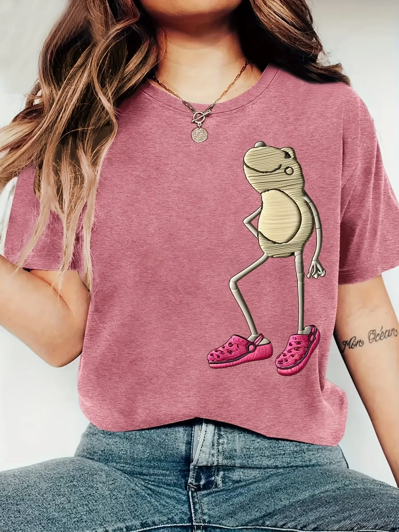 Funny Retro Streetwear Frog Graphic Women Short Sleeve Fashion T Shirt Y2k Women Round Neck T-shirt Print Woman Top Tee Cartoon