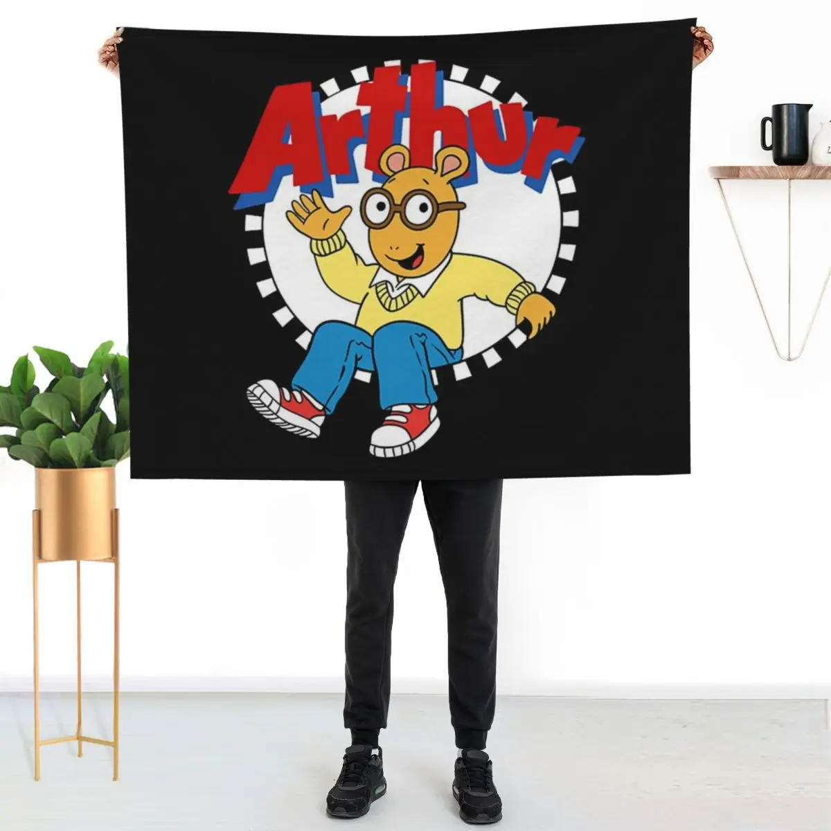 Arthur cartoon Throw Blanket Stain Resistant Cozy Warm Blanket