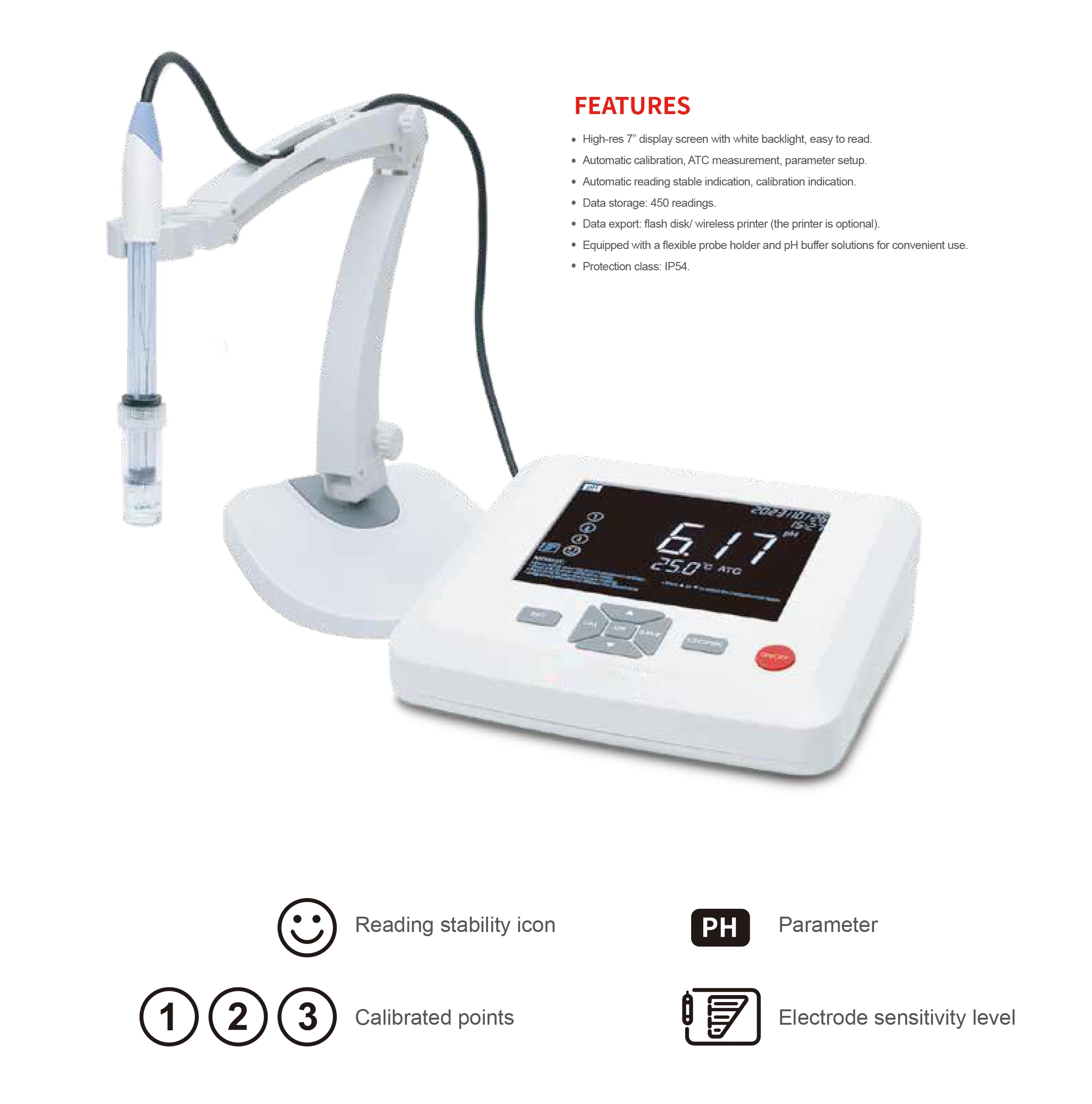 Laboratory Multi-parameter Water Quality Meter pH ORP Conductivity DO Dissolved Oxygen Benchtop Meter for Lab School
