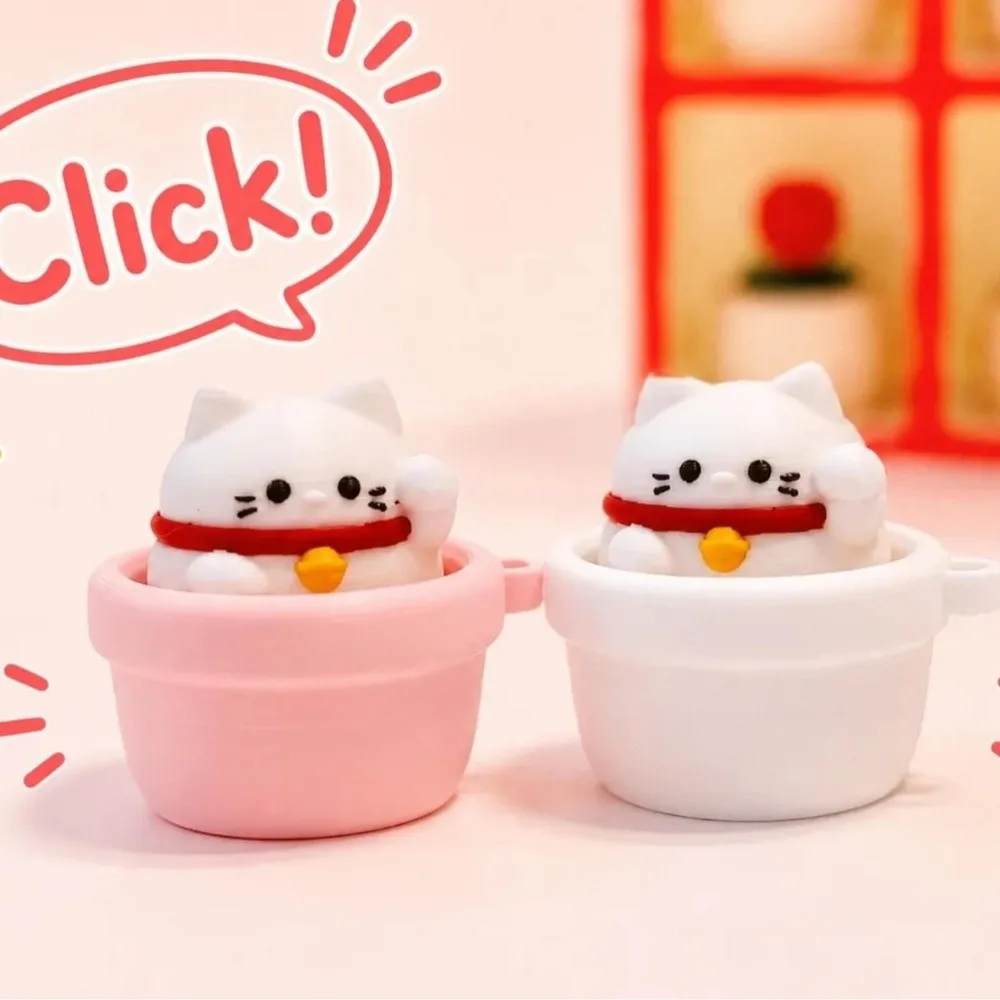 Finger Button Clicker Fidget Keychain Cartoon Animals Cute Clicking Pressure Relief Soft Slow Rebound Funny