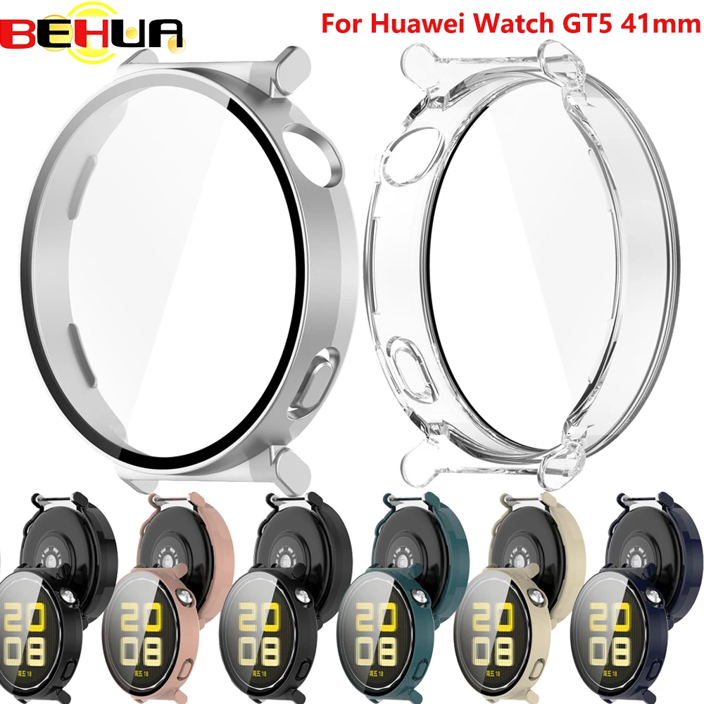 

Для Huawei Watch GT5 41 мм чехол для часов 2-в-1 защитный чехол + защитное стекло для экрана с пленкой из закаленного стекла