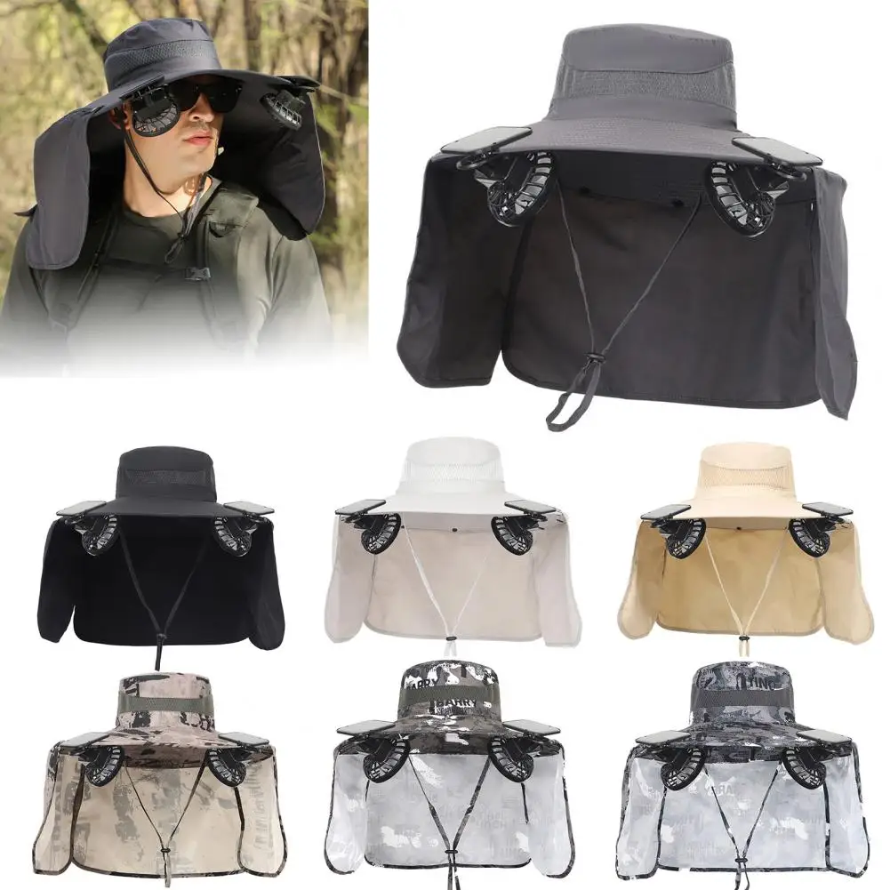 

Fan Hat with Neck Flap Solar Powered Cap Breathable Solar Fan Hat with Upf 50 Uv Protection 2 Solar Fans for Men for Outdoor