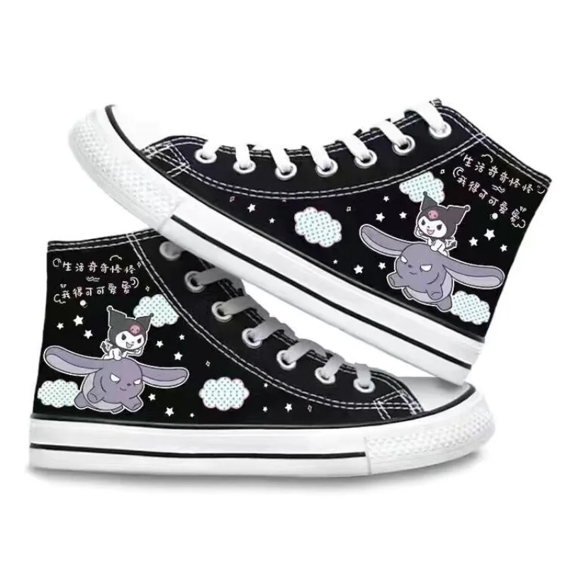 Sanrio Spring Autumn New Kuromi Printed Boys and Girls Canvas Shoes Cute Melody Cartoon Anime Shoes Unisex Casual Shoes Sneakers