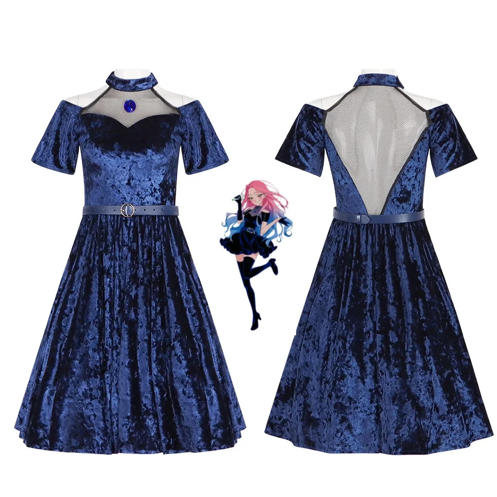 

Mizi Cosplay Dress Anime Alien Stage Cosplay Costume Pink Gradient Blue Purple Stage Costume Velvet Costume
