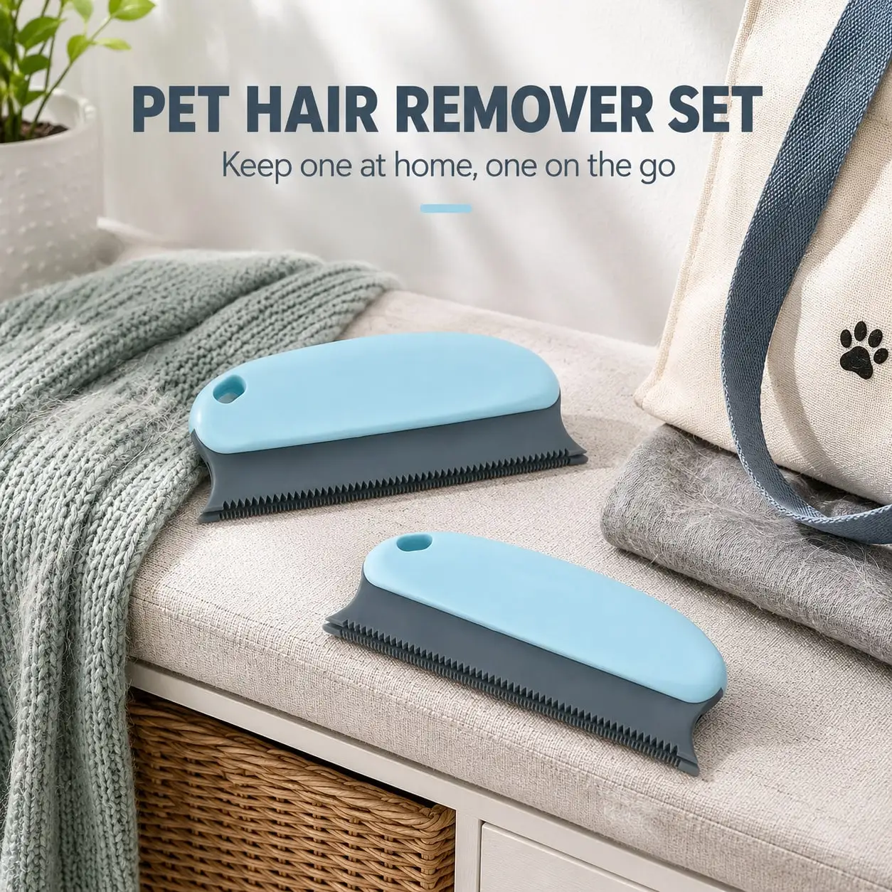 2pcs Pet Hair Remover Brush, Pet Hair Detailer With Handle, Cat And Dog Hair Lint Remover Brush For Cleaning Cars Furniture Carpet Sofa Clothes Beds Couches,Mother's Day image 6
