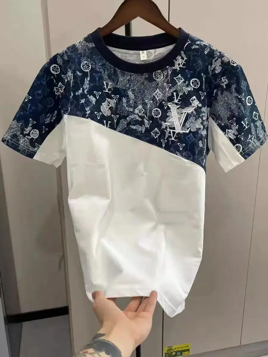 

2025 Embroidery Internet celebrity popular short-sleeved summer crew neck fashion top trend casual loose men's T-shirt