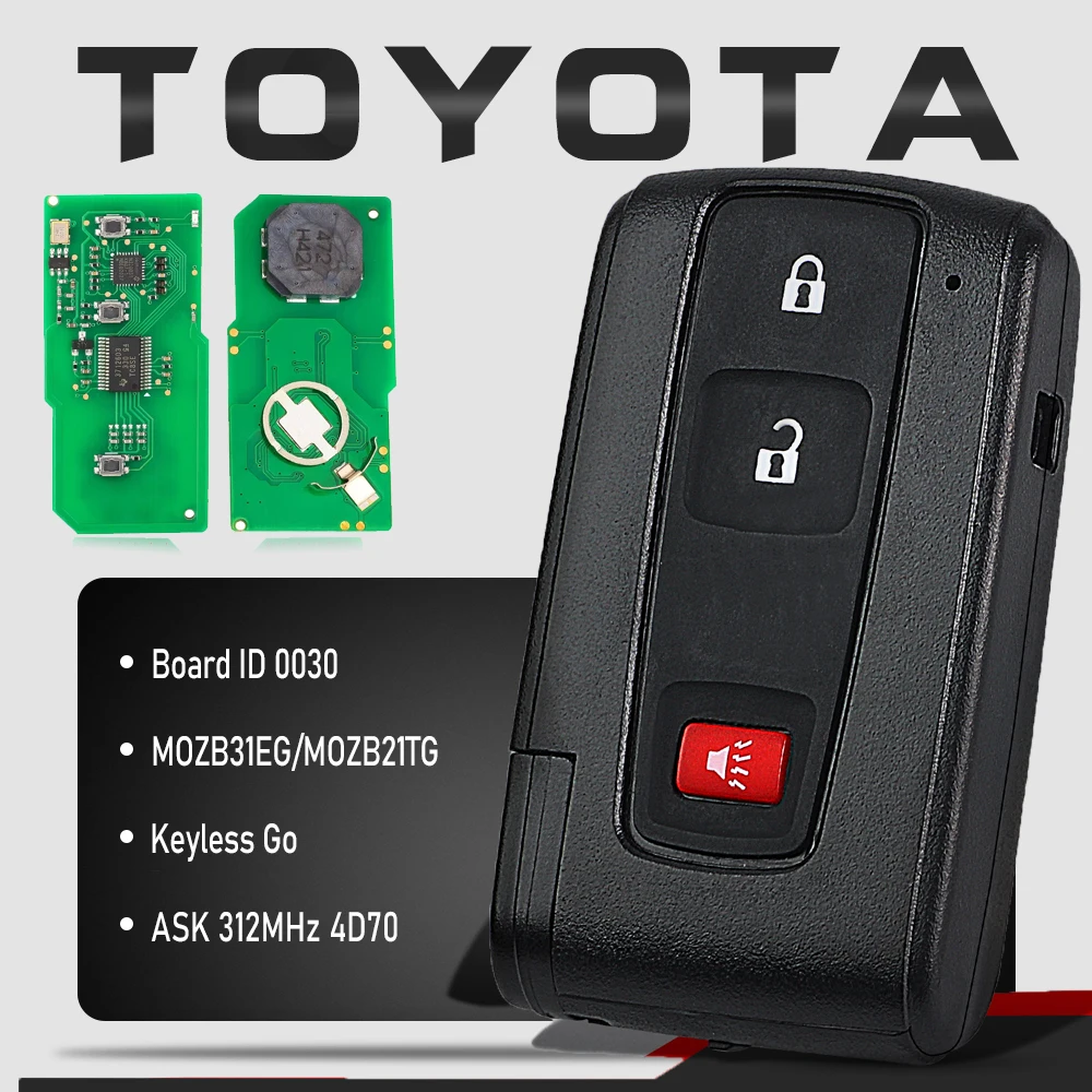 KEYECU MOZB31EG/MOZB21TG Keyless Go Smart Remote Key ASK 312MHz 4D70 Board 0030 for Toyota Prius 2004 2005 2006 2007 2008 2009