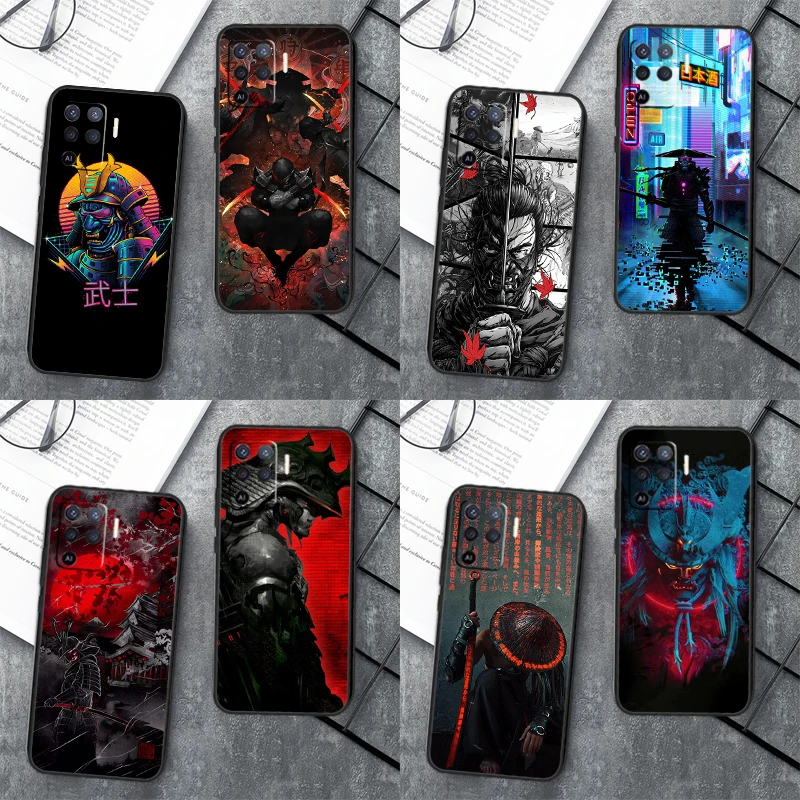 Japan Samurai Ninja Case For OPPO A17 A57 A77 A16 A76 A96 A52 A72 A91 A93 A5 A9 A15 A53S A54S A74 A94 A78 Cover