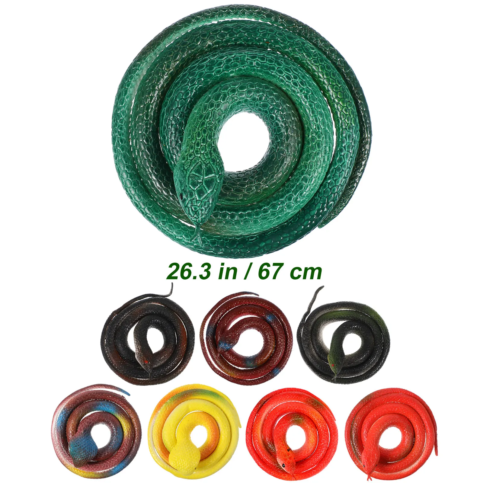 6Pcs 75Cm Vivid Artificial Rubber Snakes Realistic Appearance Scary Decor for Halloween Party Carnival Costume Prank Simulated