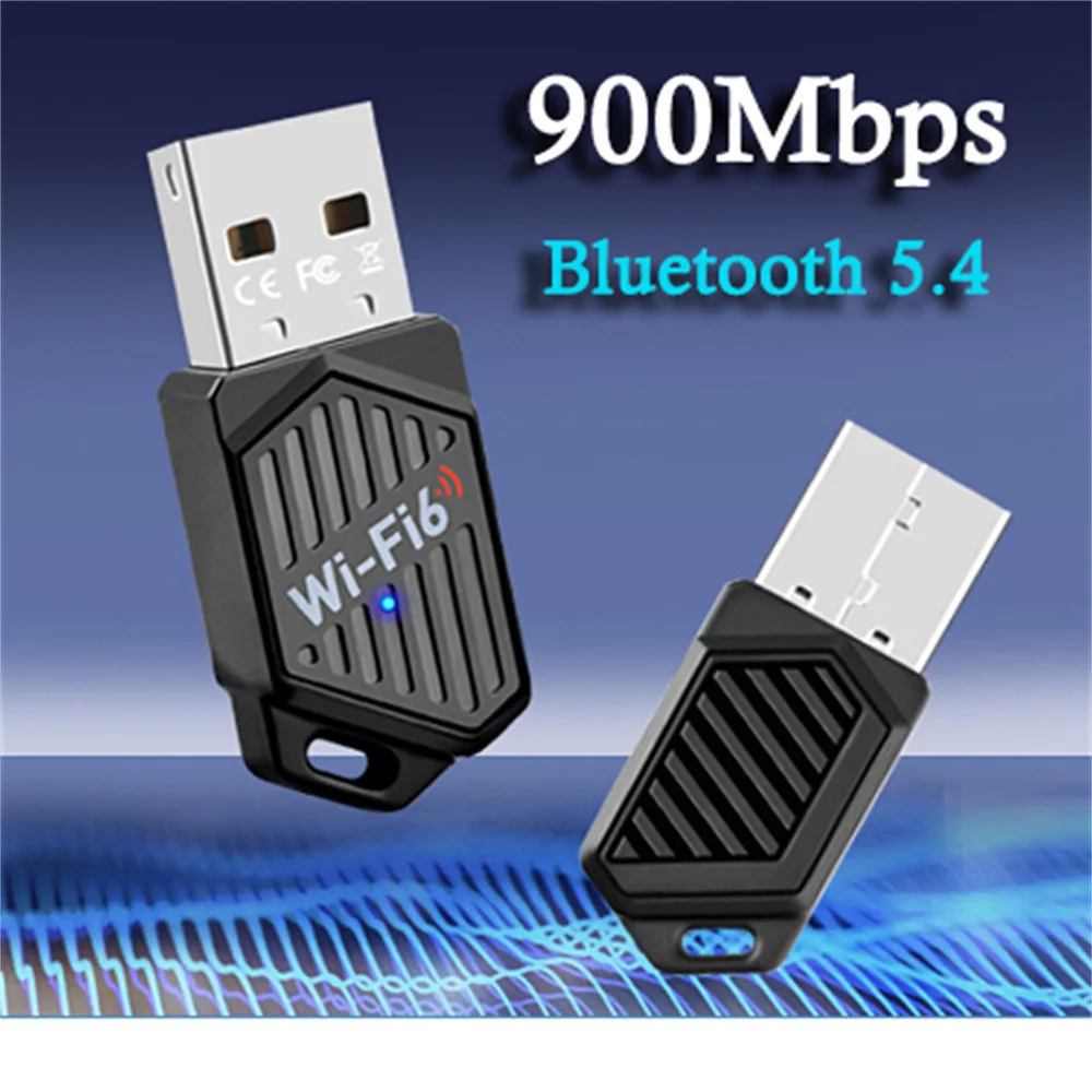 900Mbps USB WiFi 6 Bluetooth 5.4 Adapter Dual Band 2.4G 5G Wireless External Receiver WiFi Dongle for Laptop Desktop Win 7/10/11