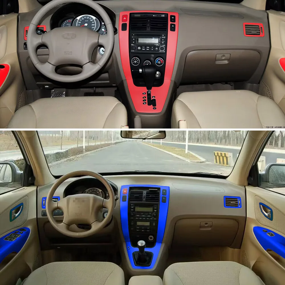 Para Hyundai Tucson 2005-2013 Panel de Control Central Interior manija de puerta 5D pegatinas de fibra de carbono calcomanías accesorios de estilo de coche