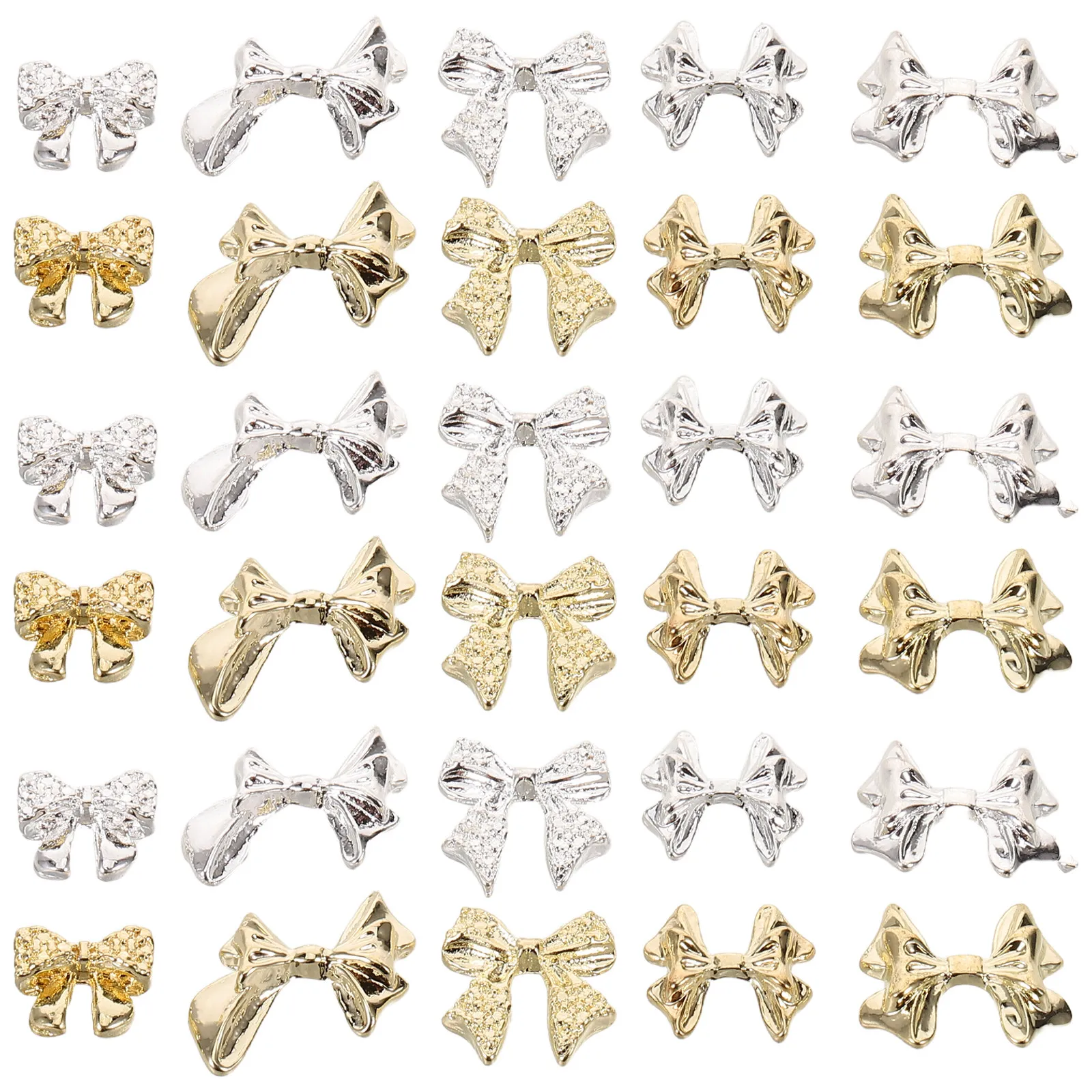 100Pcs Nail Charms Bow Tie Alloy Flatback 3D Bowknot Nail Art Decoration DIY Rhinestone Manicure Embellishments for Women Girls