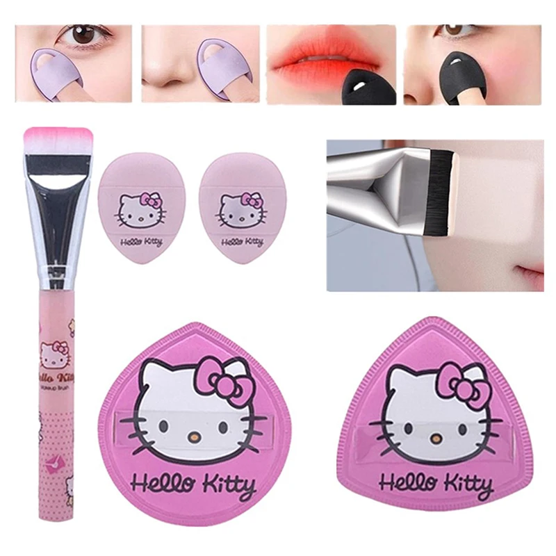 Cartoon Sanrio Hello Kitty One Word Foundation Makeup Brush Cotton Candy Makeup Set Puff Thumb Puff Beauty Makeup Tool