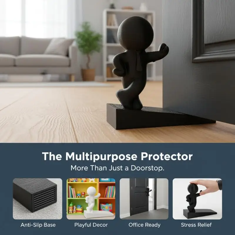 Cartoon Decorative Door Stop Non-slip No Drilling Door Stopper Anti Collision Action Figure Door Bumper For Home&Bedroom