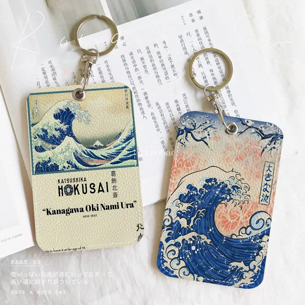 

Персонализированный держатель с изображением «Великая волна у Канагавы» Катсушика Хокусая, подходит для банковских карт, кошельков, бейджей, ключей