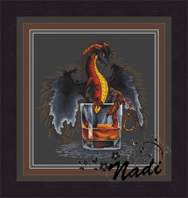 Dragon Snake Cup Cross Stitch, Ecological Cotton Thread Embroidery, Home Decoration, Hanging Painting Gift, 33-34