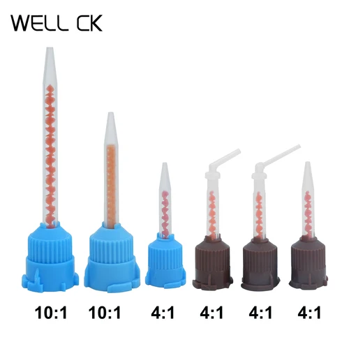 50 unids/bolsa puntas de mezcla de impresión de materiales dentales cabezal de mezcla de goma de silicona 10:1 o 4:1 para pistola dispensadora de mezcla de impresión