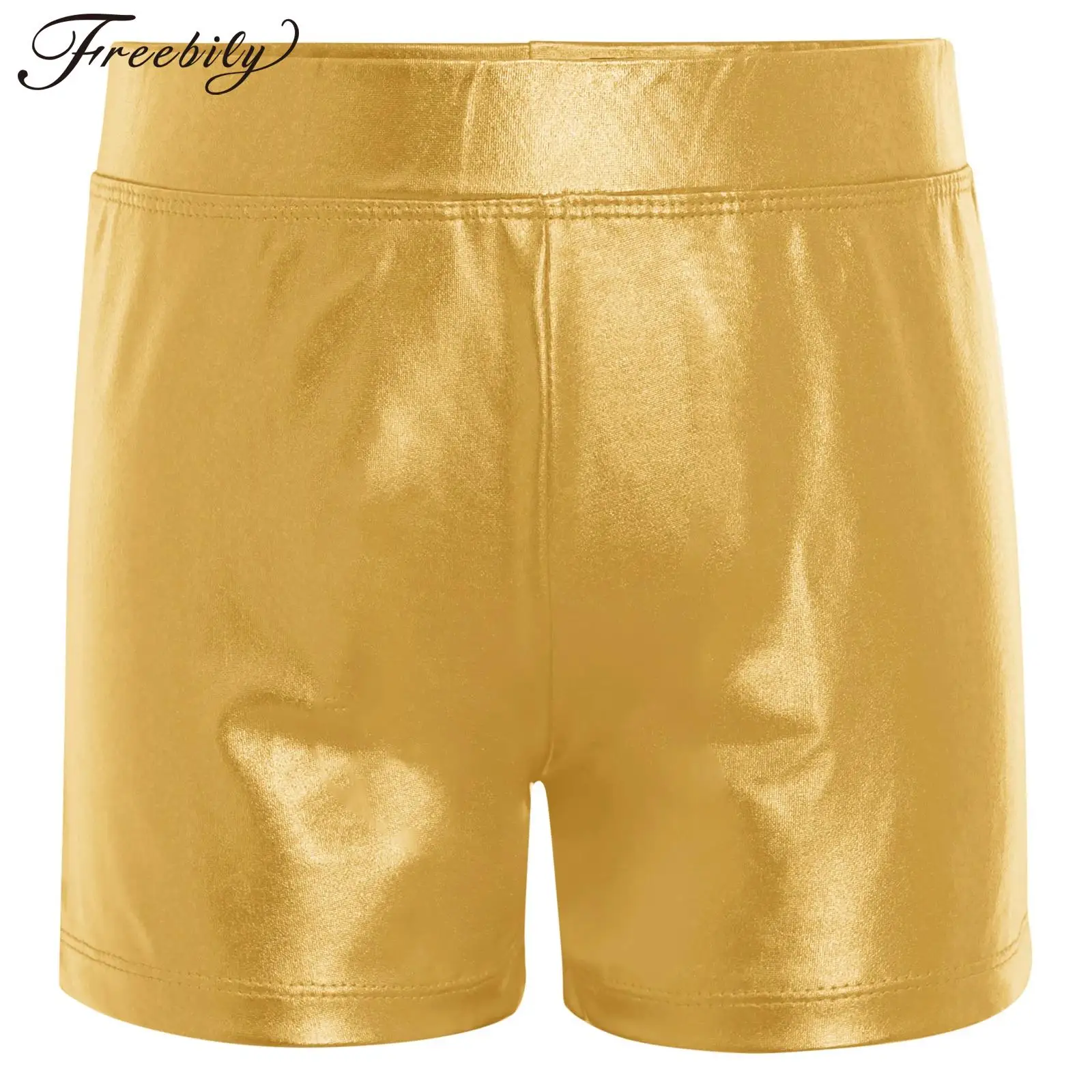 

Детские шорты для джазовых танцев, сценический костюм, детские блестящие шорты для девочек, шорты металлик, низ с эластичным поясом