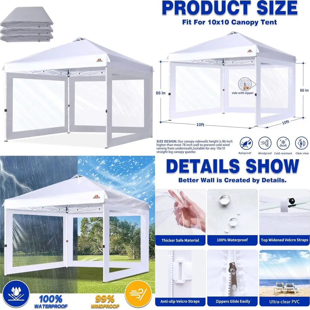 

Gray 3-Pack Sidewall Sunwalls for 10x10 Canopy Frame