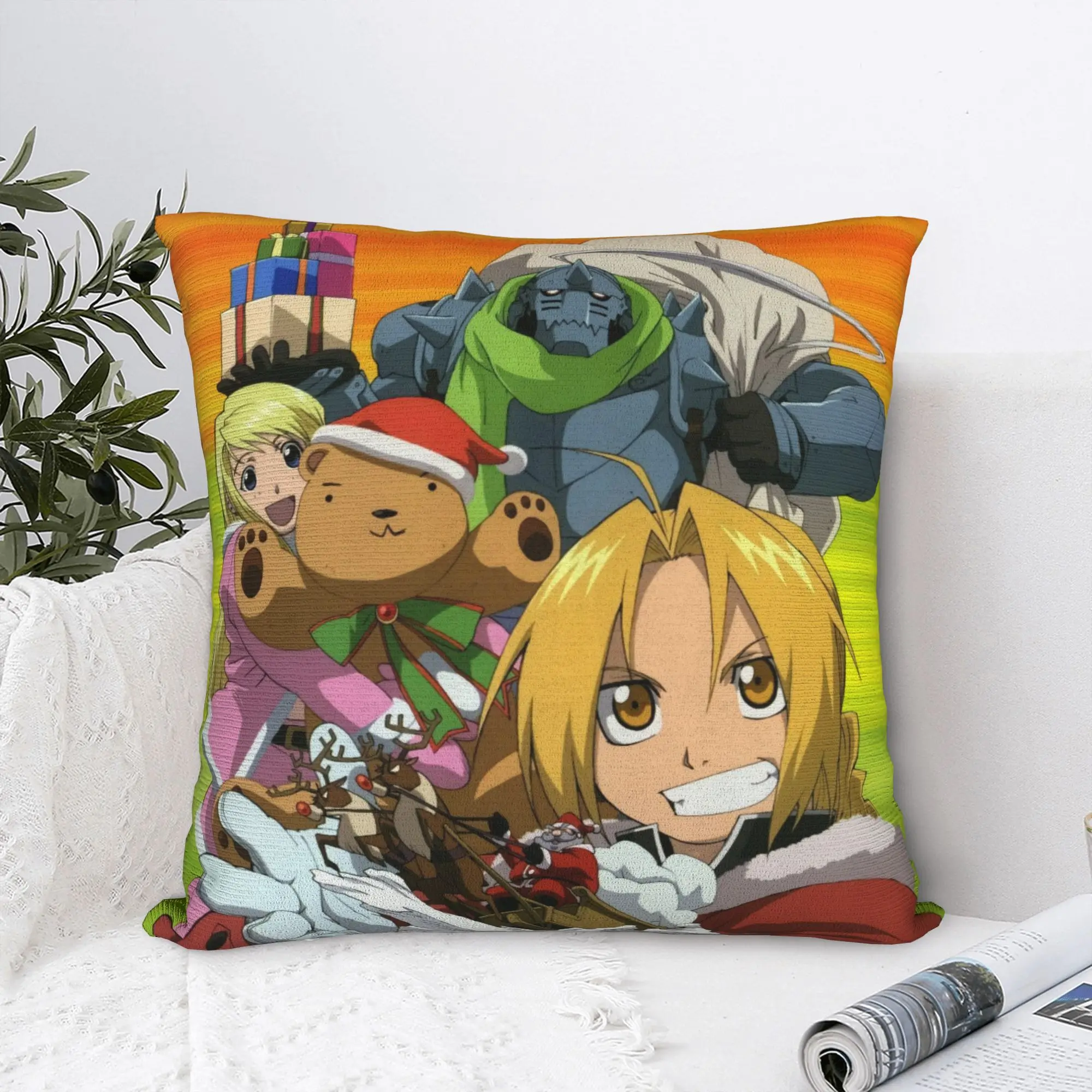 Fullmetal Alchemist Anime Edward Pillowcase Printing Polyester Cushion Cover Decorations  Pillow Case Cover Home Square 18''