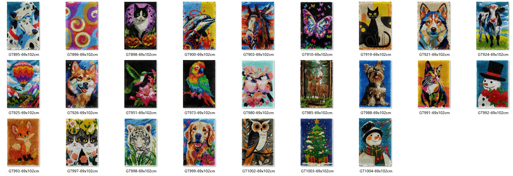 

Latch hook rug kits with Pre-Printed Pattern Cross stitch embroidery kit Footprint Carpet with your needlework Cats 69-102