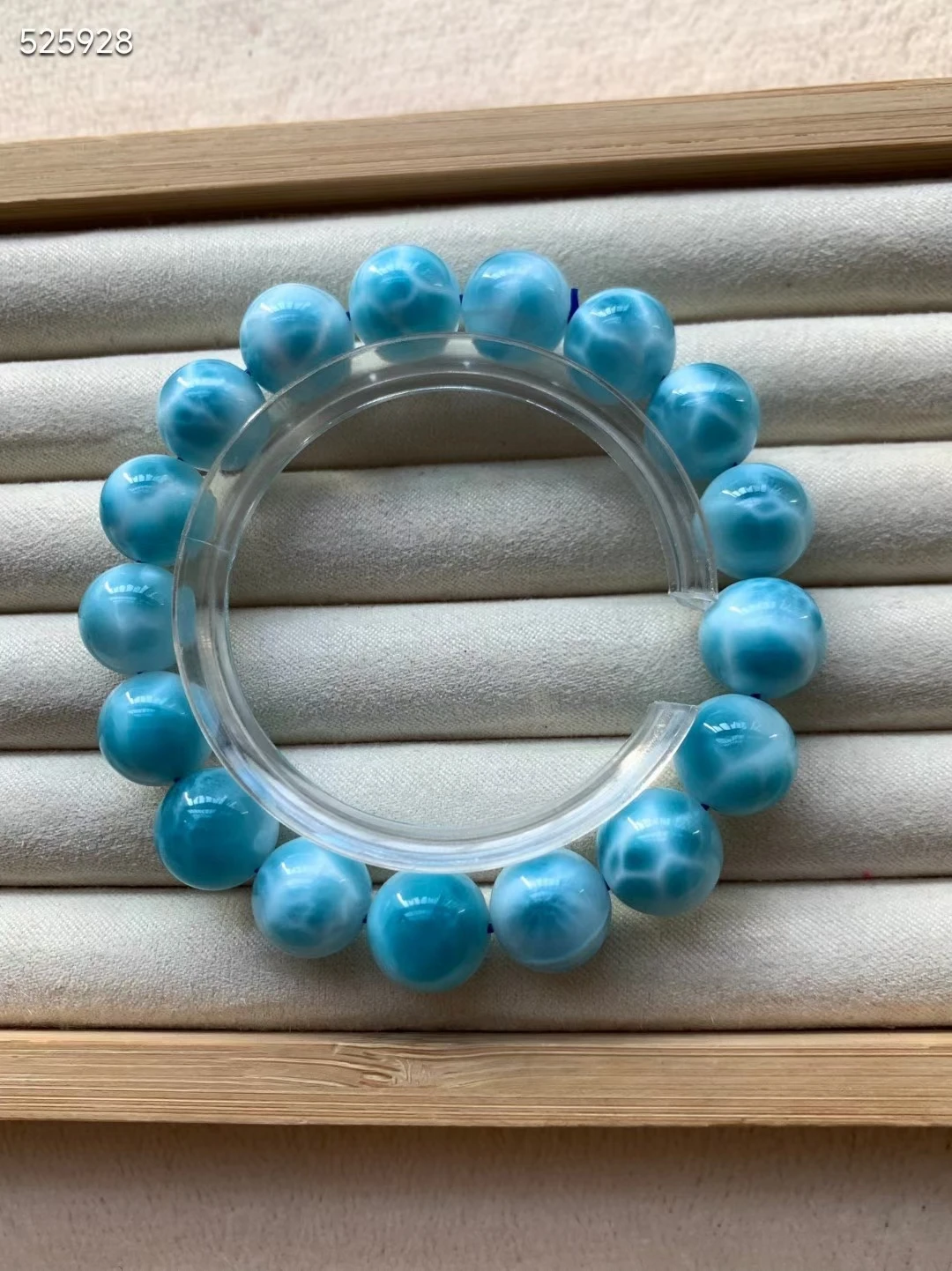 

Natural Blue Larimar Round Beads Bracelet Women Men 12.3mm Larimar Water Pattern Gemstone Rare Jewelry AAAAAA