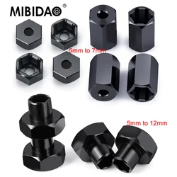 MIBIDAO 4Pcs 5mm to 7mm/12mm Hex Wheel Hub Adapters Conversion for Axial SCX24 1/24 Wheels on WPL D12 1/10 RC Car Upgrade Parts