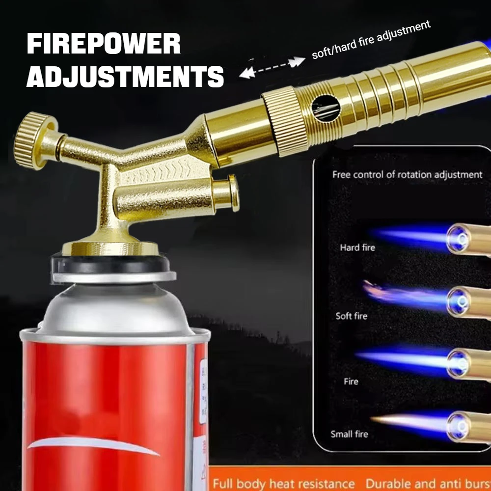High Temperature Adjustable Flame Gun，Brass Copper Welding Blowtorch Portable Gas Burner for Brazing Soldering & Outdoor Cooking