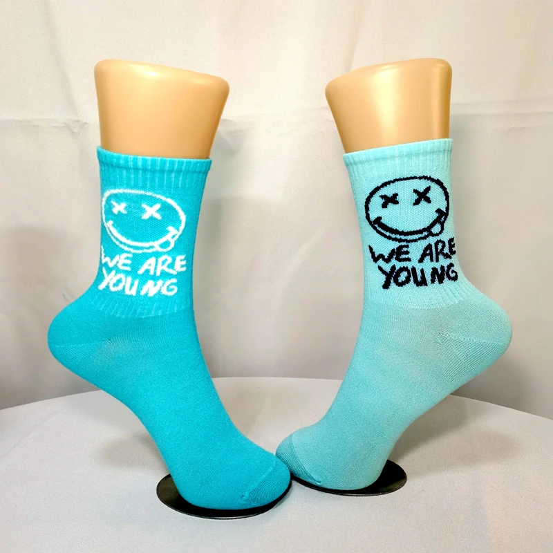 Japanese  Cartoon Pattern Hip Hop Style Breathable Mid Tube Socks Skateboard Letter  Socks 1 Pair Soft Long Sock For Women