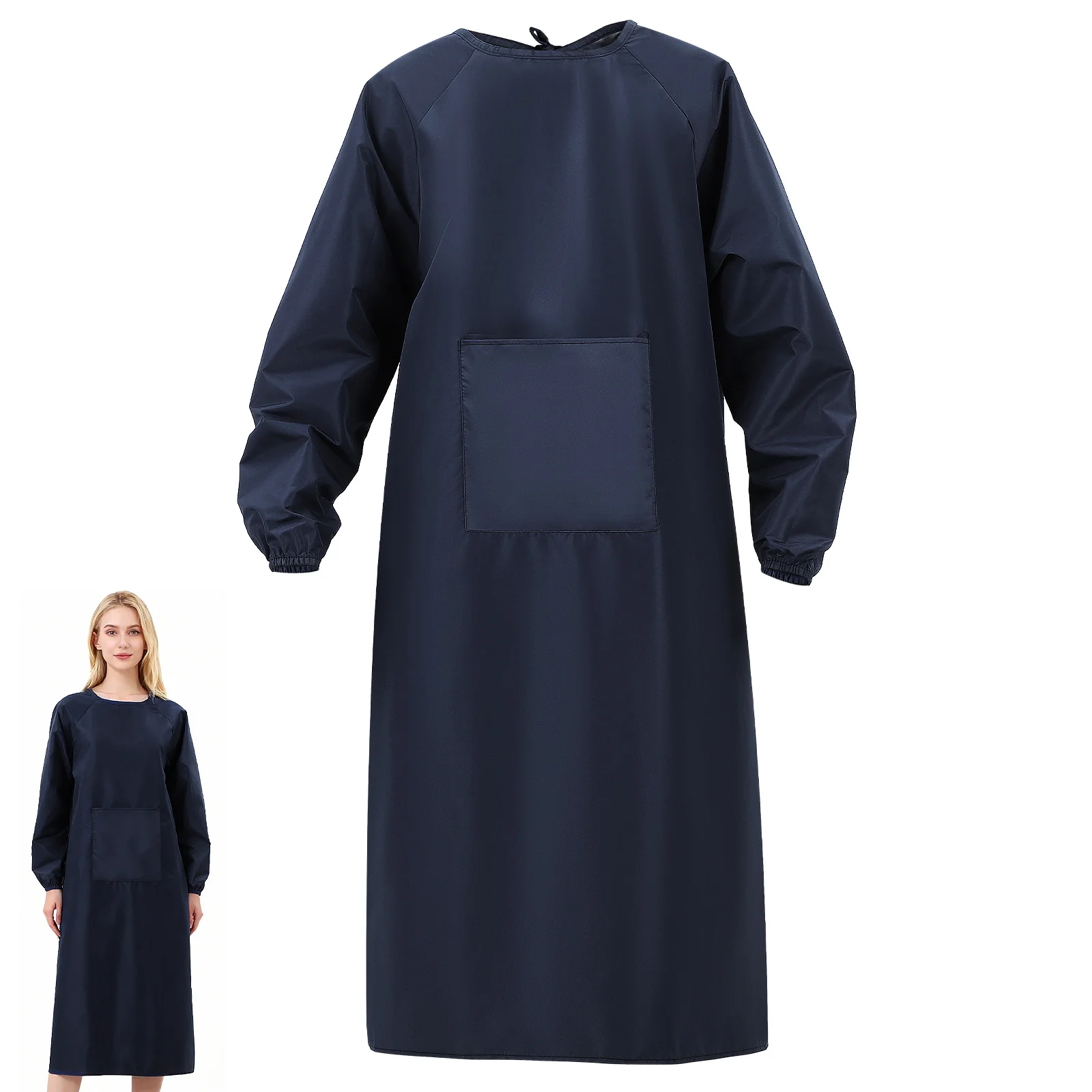 

Dark Blue Long Sleeve Waterproof Apron Oilproof for Cooking Cleaning Lab Work Gardening Bbq Dishwashing Kitchen Work Apron Men