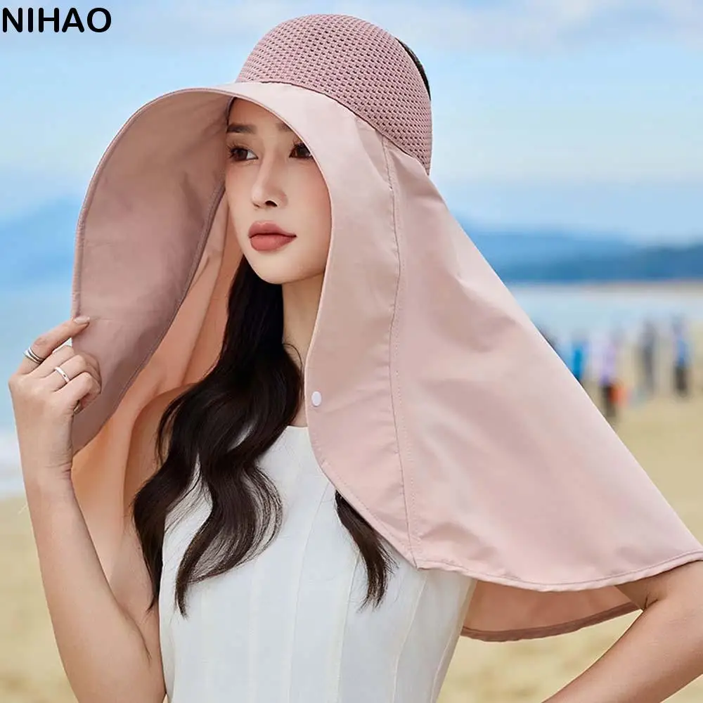 

Foldable Wide Brim Shawl Fisherman Hat Breathable Elastic Hiking Bucket Hat Bow Neck Protection Mountaineering Cap Fishing