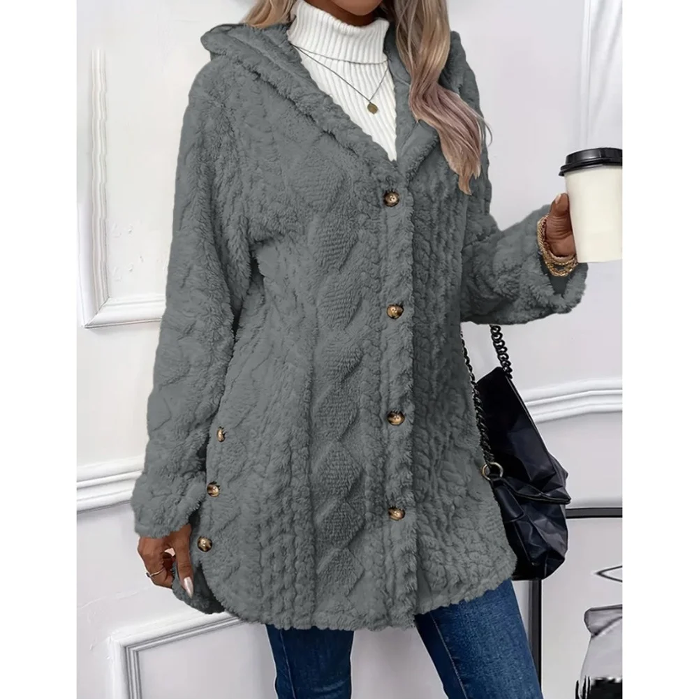 Sweater Women Hooded Sweater Polyester Fabric Medium Elasticity Regular Length Long Sleeve Design Soft Texture