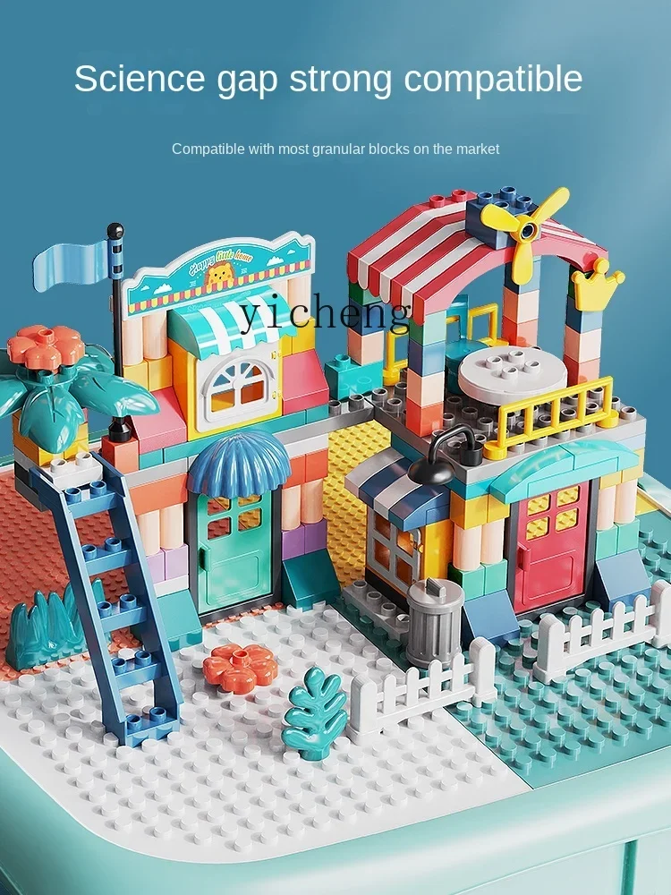 Table de blocs de construction multifonctionnelle XL pour enfants, planche à dessin pour garçons et filles, Puzzle assemblé, Table jouet pour enfants de 3 à 6 ans