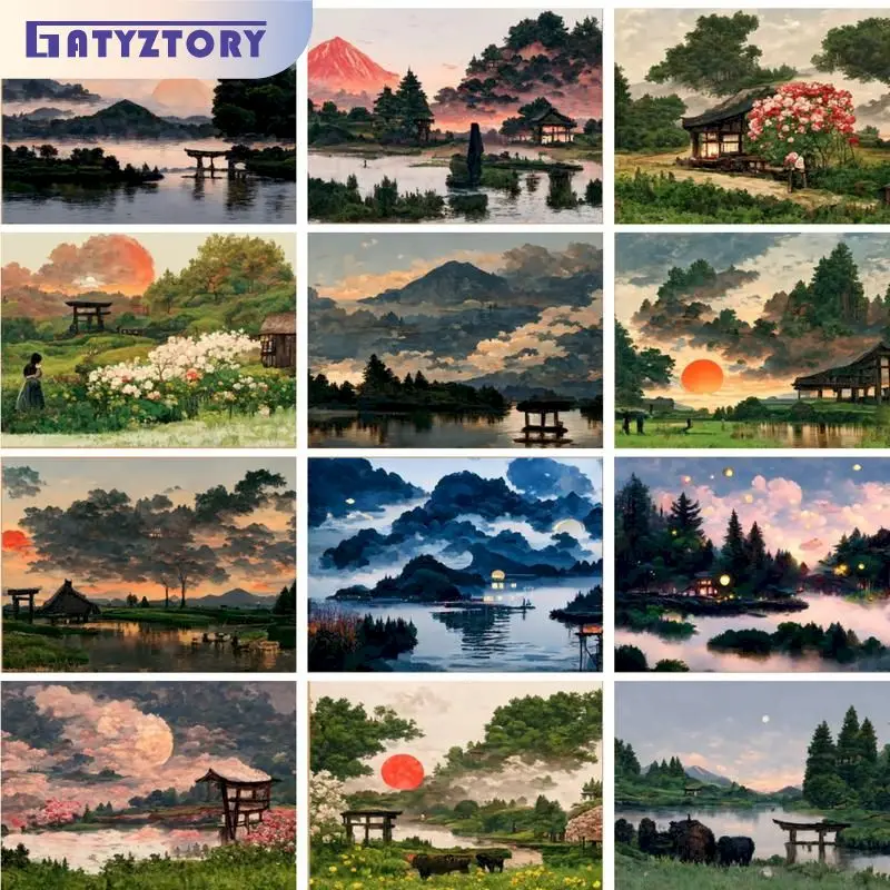 

GATYZTORY 60×75cm Frame Forest Scenery DIY Painting By Numbers Canvas Drawing Handpainted Kits Paint By Number Unique Gift