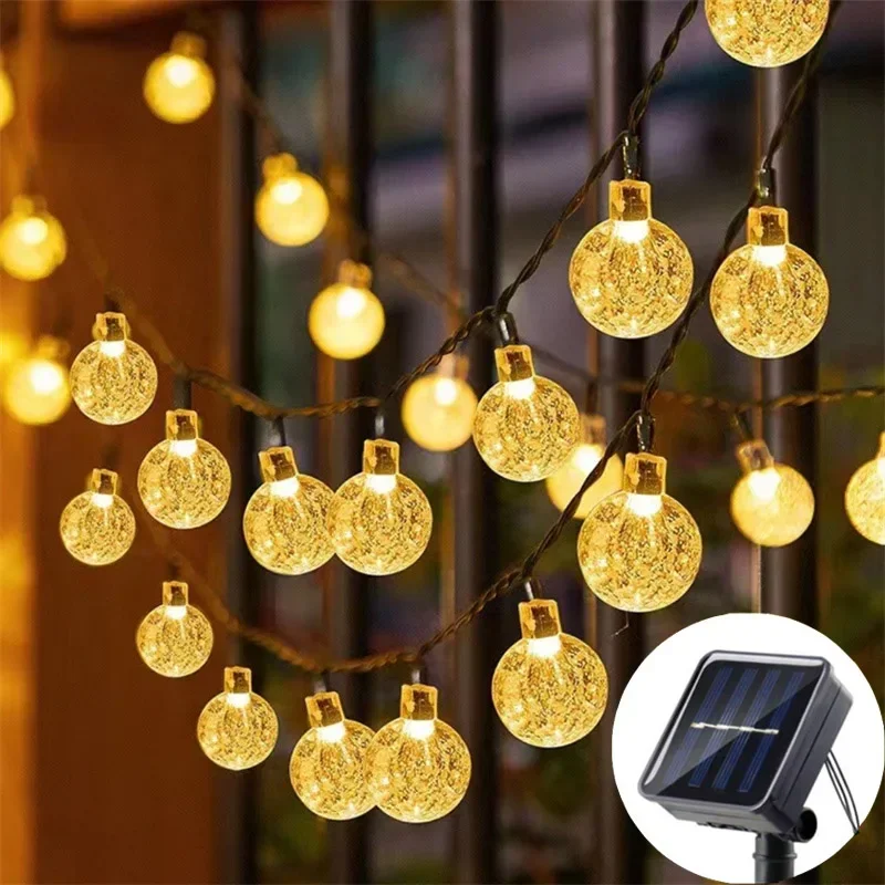 LED Solar Bubble Ball Fairy String Lights Outdoor Garden Summer Wedding Party Home Balcony Christmas Decoration Solar Garland