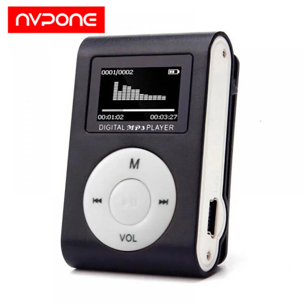 Portable Mini MP3 Player for Music Stereo Speaker Clip LCD Display for Support TF Card Noise Cancelling Sports Student Walkman