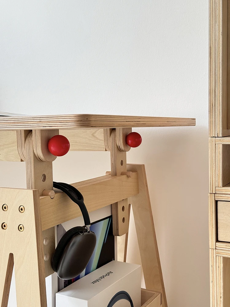 طاولة مكتب من الخشب الصلب قابلة للرفع من العصور الوسطى مستطيلة إبداعية #4