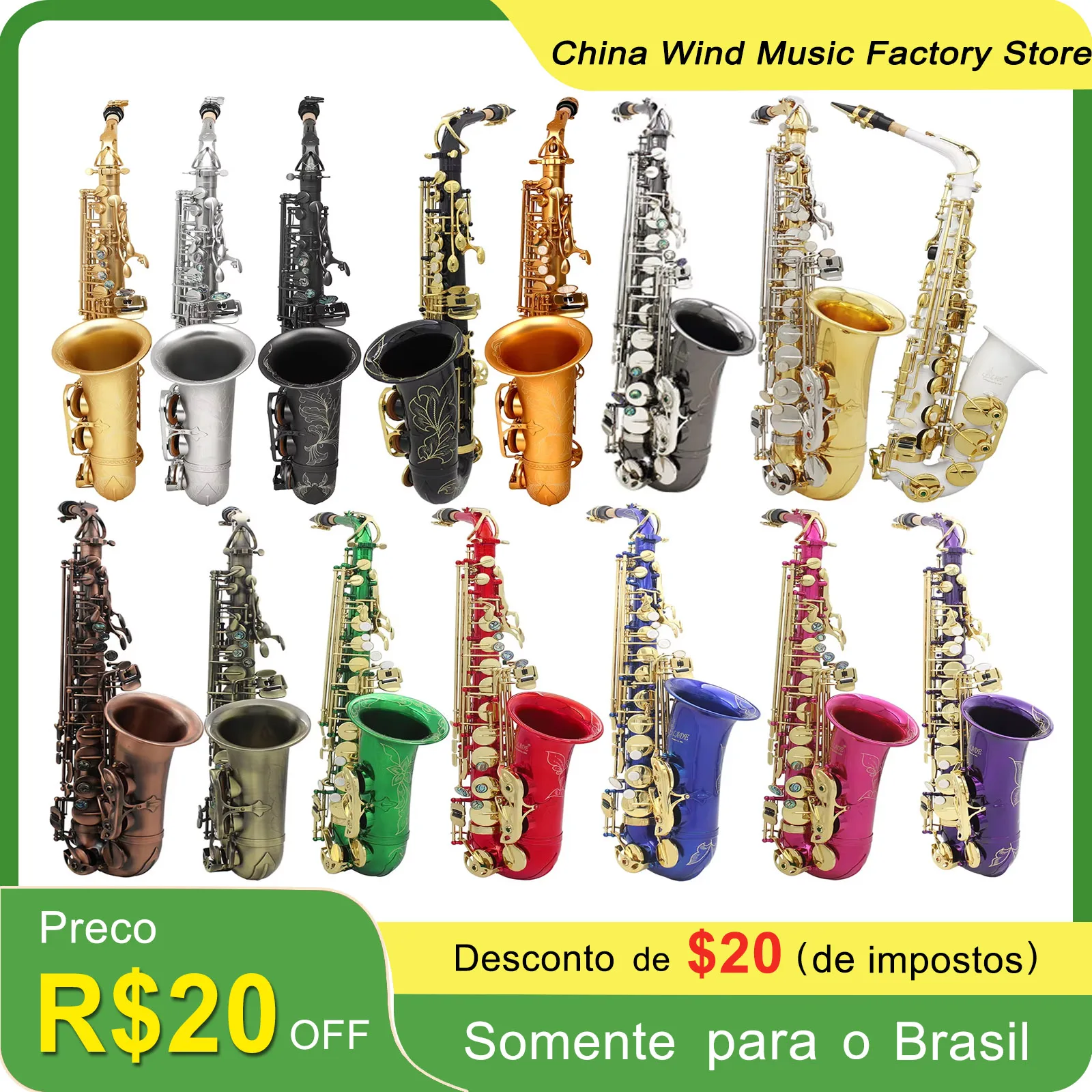 SLADE Student Alto Saxophone E Flat  Beginner Saxophone Complete Set with Case Mouthpiece Strap Reed Various Colours Available