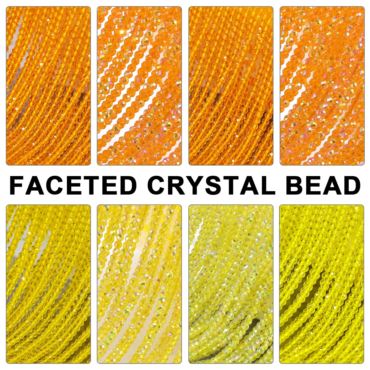3mm About 136pcs 1 Strand Yellow Series Faceted Crystal Glass Beads For DIY Bracelet Necklace Jewelry Making Accessories