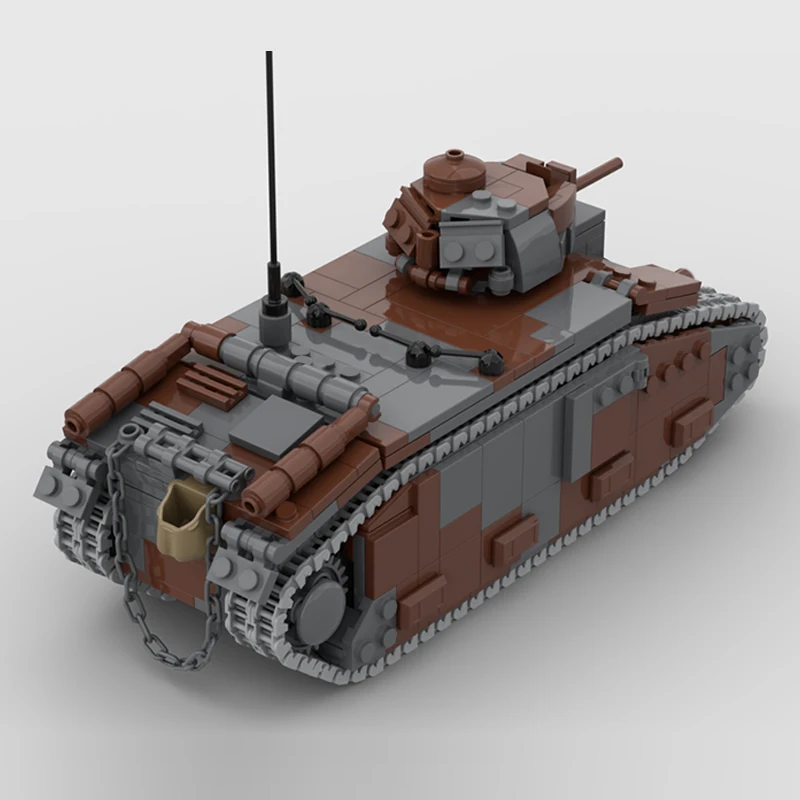B1 Bis WW2 الدبابات العسكرية نموذج MOC قوالب بناء معدات الحرب وحدات التكنولوجيا الهدايا عطلة تجميع ألعاب أطفال دعوى