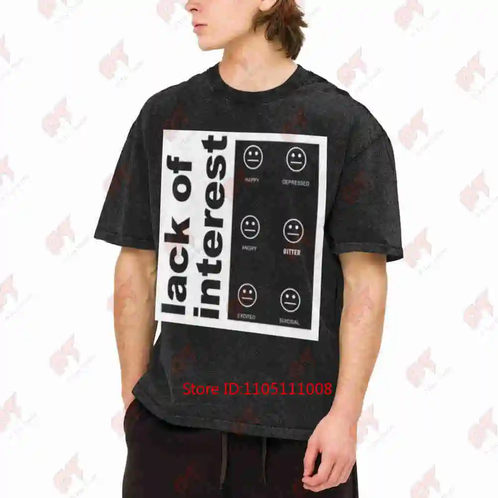 Lack Of Interest Emotion Faces Vintage Washed Tee Pure Cotton T-Shirt