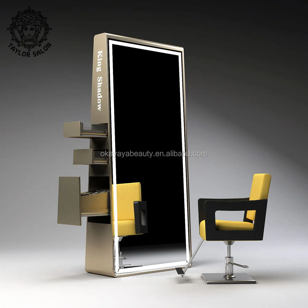 

Hot Sale Salon Furniture Barber Mirror Station Hairdresser Station Hair Salon Stand Led Mirror Station