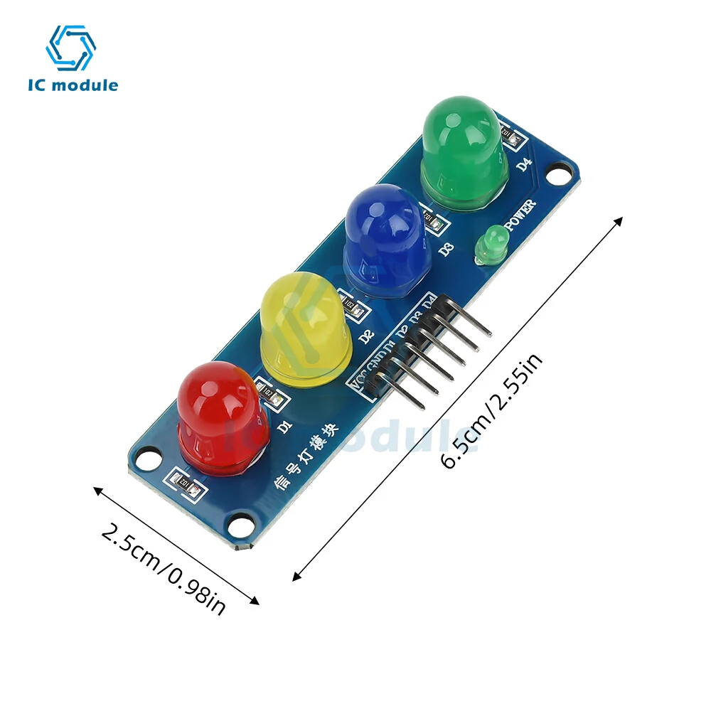 Traffic Light LED Display Module Onboard Red Yellow Green Blue LED for Making Traffic Light System Model