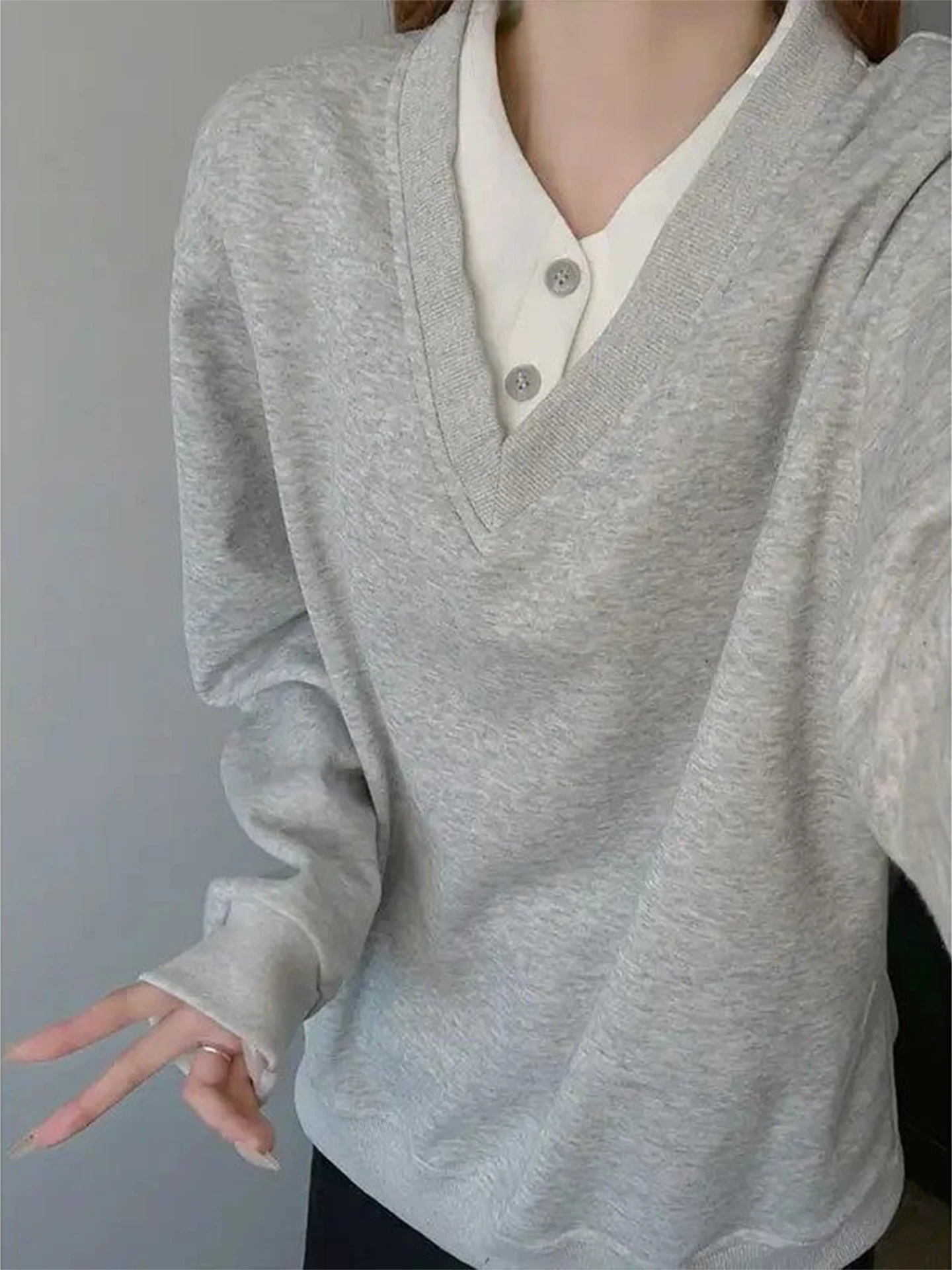 

Men's V-Ne Sweatirt Long Sve American Sle Spring New Design High Quali Heavyweight T-irt Casual Loose Fit Cotton...