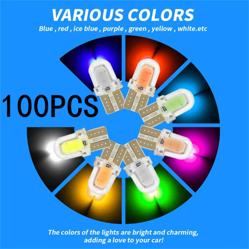 10/50/100PCS W5W T10 COB 4SMD Led Parking Bulb License Light Bulbs ﻿LED Auto Wedge Clearance Lamp Canbus Silica Bright Wholesale