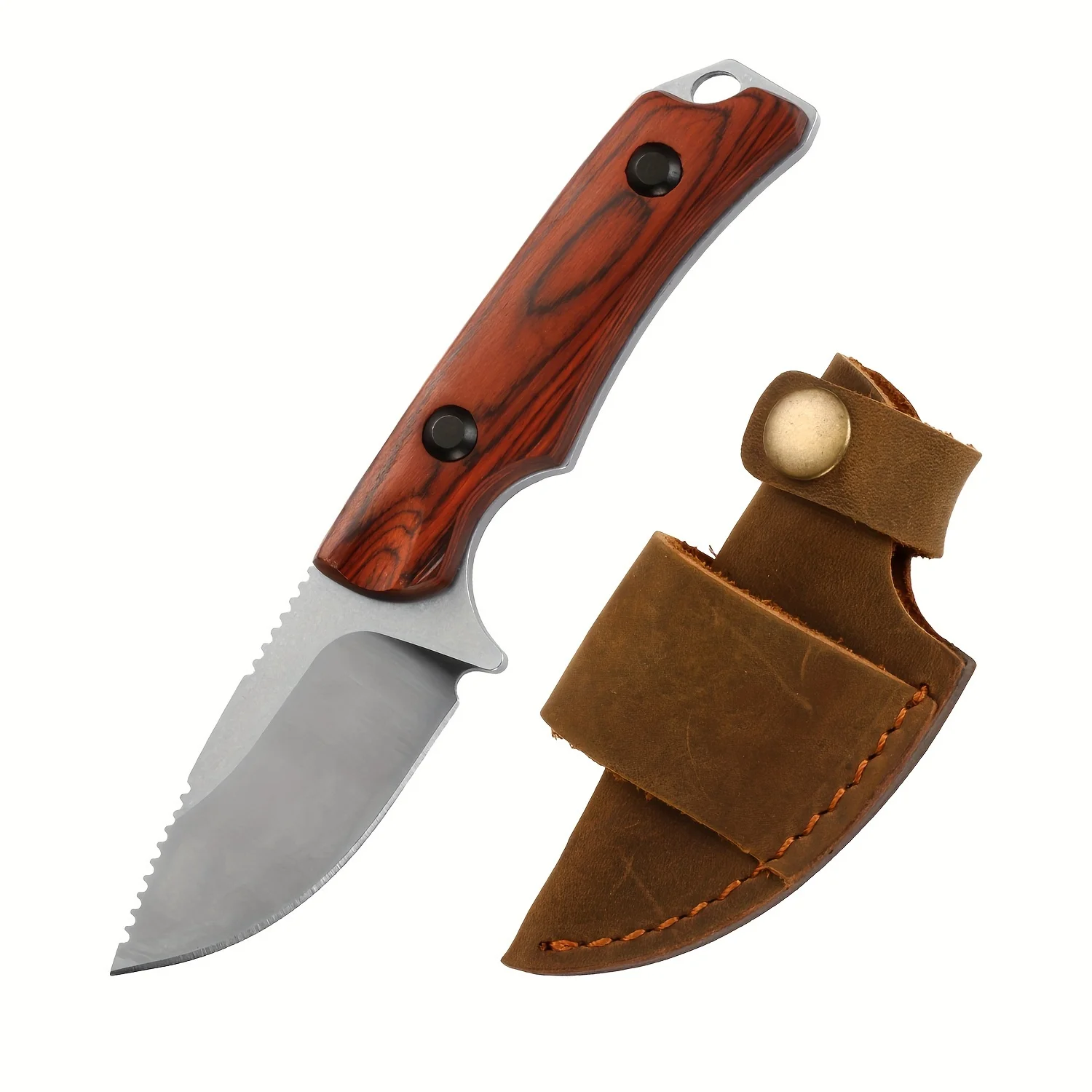 BM 15017 Hunt Hidden Canyon Hunter Fixed Knife 8Cr13Mov Blade Stabilized Wood Handle Camping Tactical Knives with Cowhide Sheath