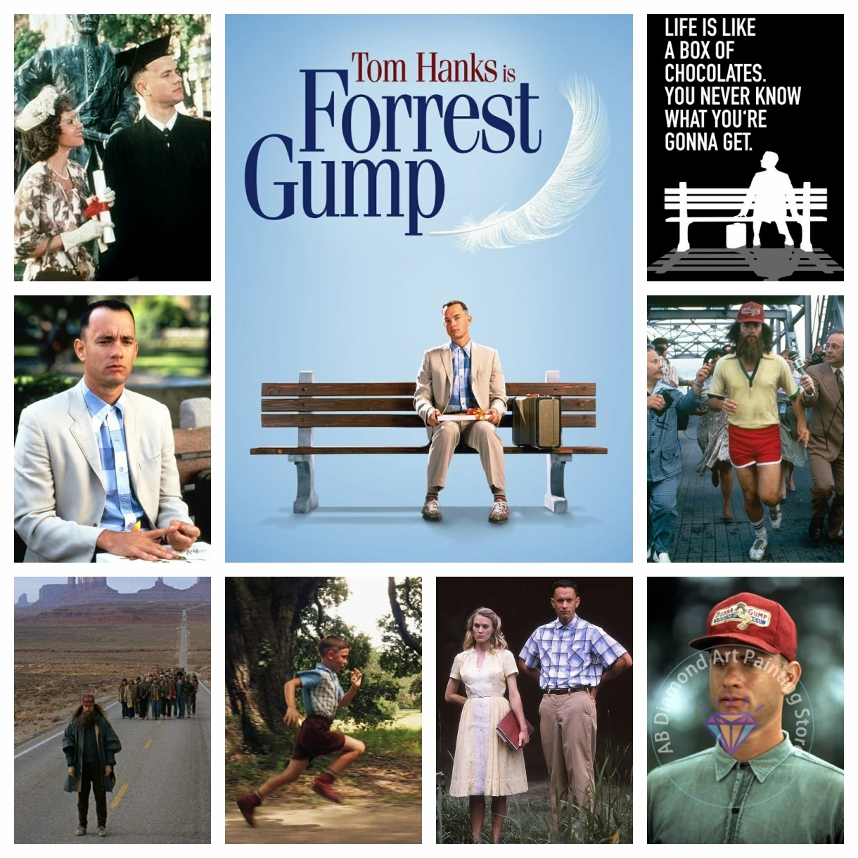 

Forrest Gump Movie Stills AB Diamond Painting Kit 5D DIY Diamond Embroidery Cross Stitch Handmade Art Gift Crafts Home Decor